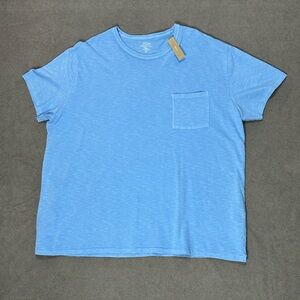 J Crew Mens Pocket T-Shirt (NWT) Sky Blue, Garment Dyed 4XL Retail $45 03-0052